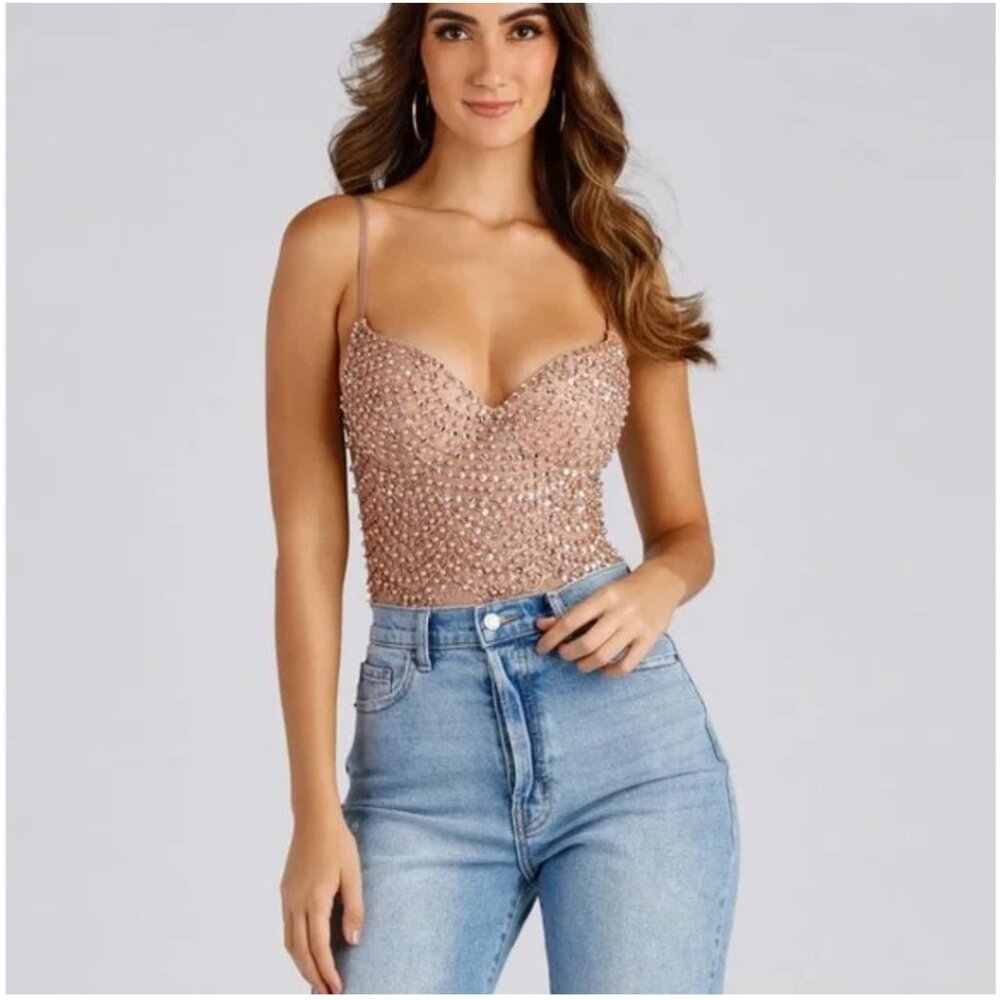 Windsor Beaded Corset Bodysuit NWT